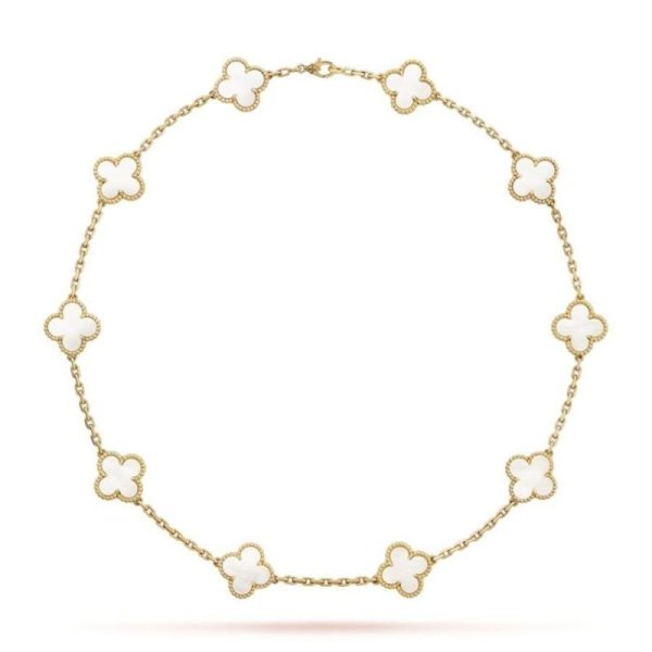 Ожерелье Van Cleef Vintage Alhambra Белое золото