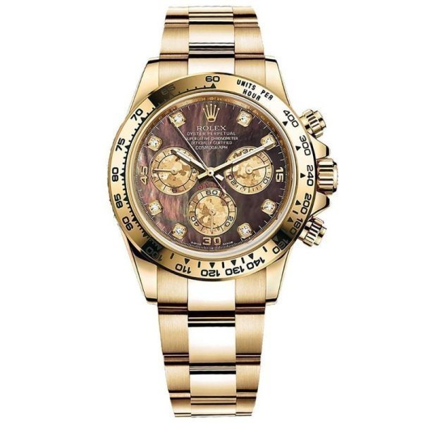 Rolex Cosmograph Daytona Yellow Gold 116508 Black mother-of-pearl set with diamonds