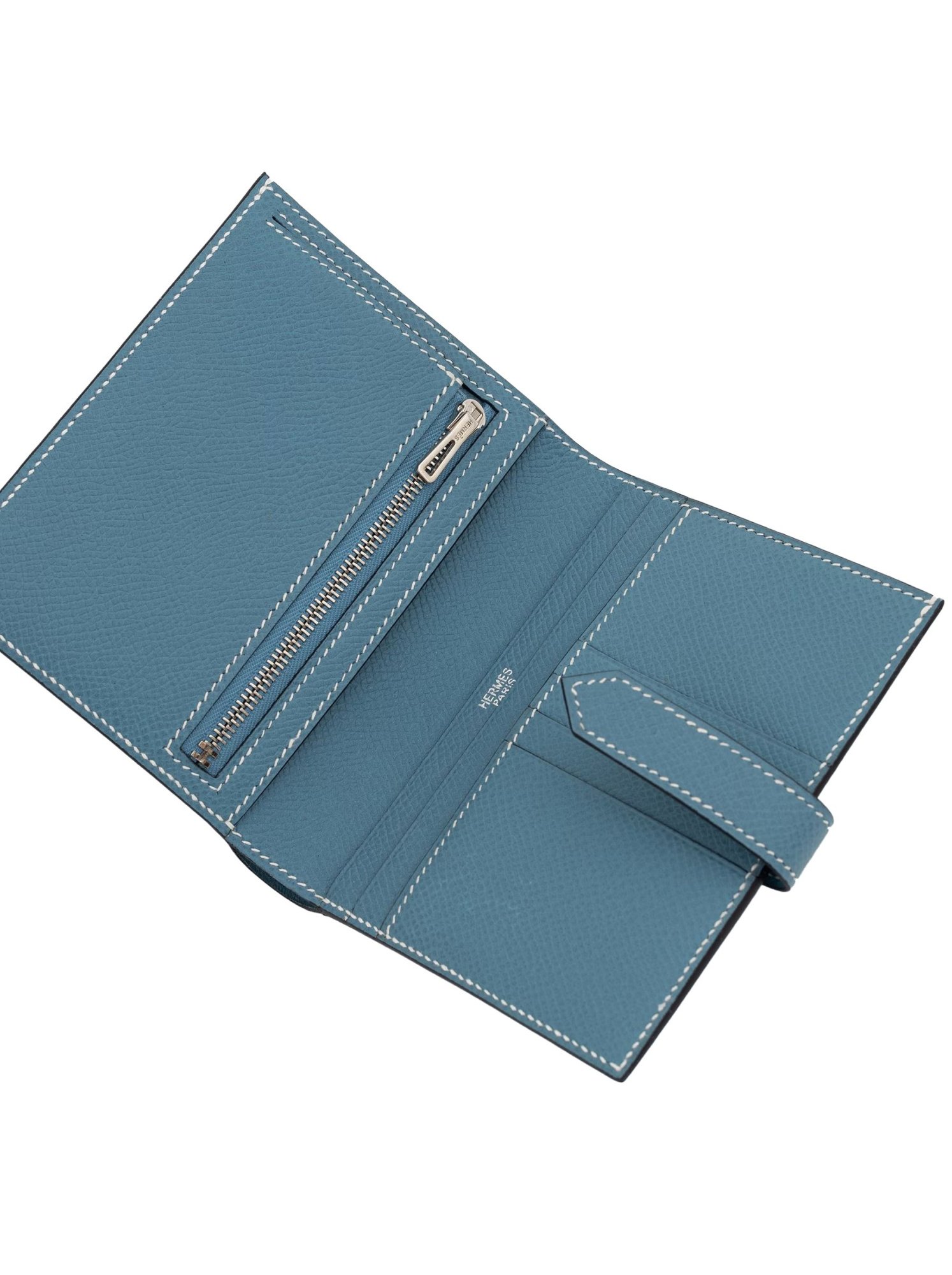 Hermes Bearn Compact Wallet Blue