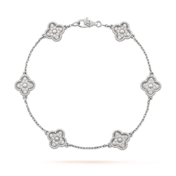 Браслет Van Cleef Vintage Alhambra Белое золото